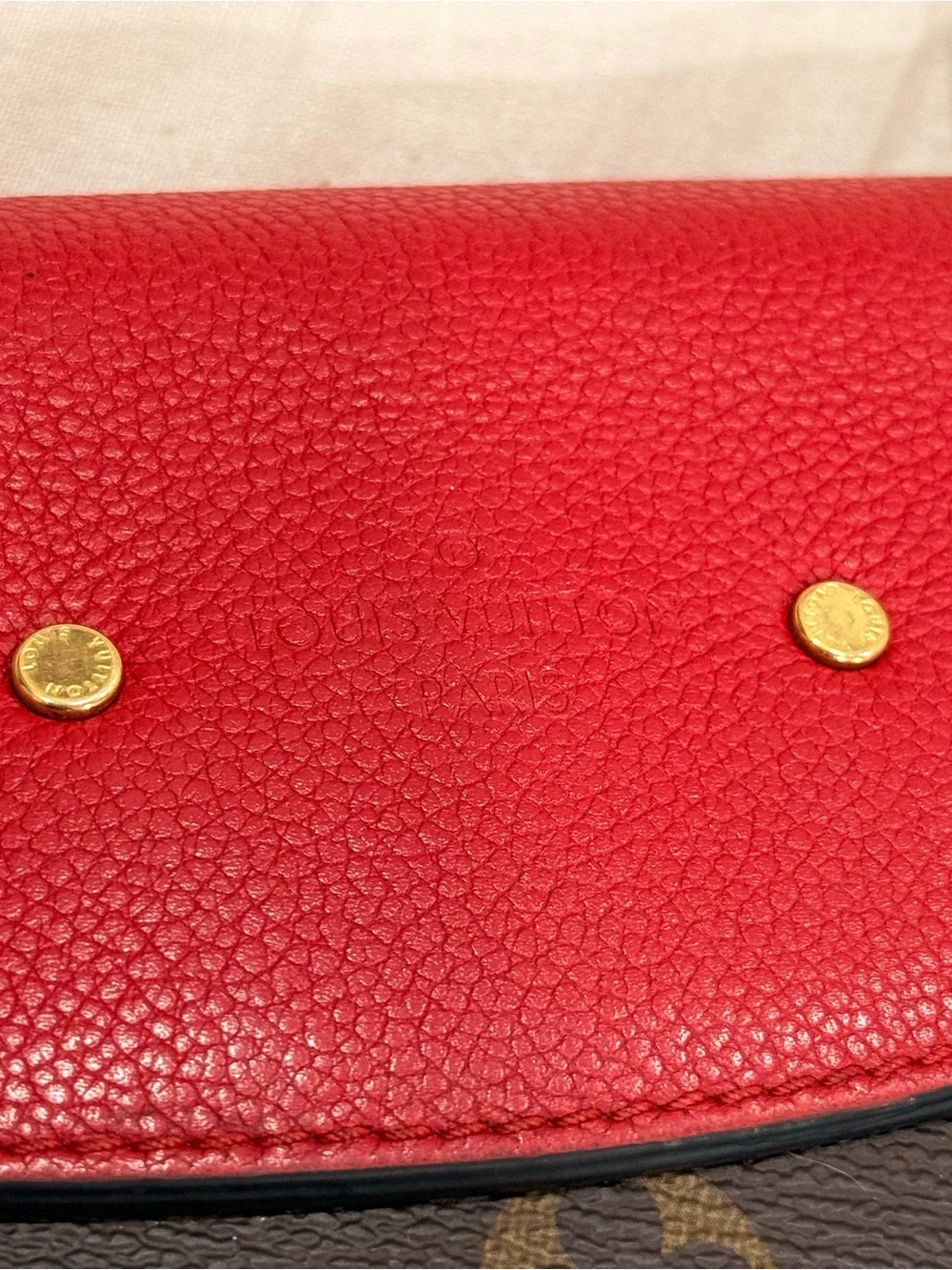 Louis Vuitton Saint Placide brown monogram with red trim